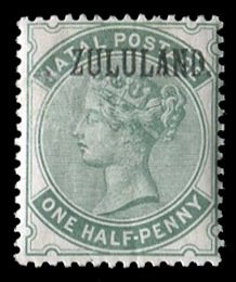 Zululand #12a (SG 12) Cat£55, 1888 1/2p green, with period, hinged