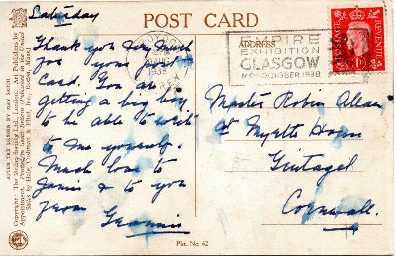 1937 Sg 463 1d Scharlachrot - Kann Smith Postcard Reich Exhibition Glasgow