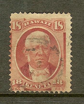 Hawaii, Scott #34, 18c Mataio Kekuanaoa, VG Centering, Used