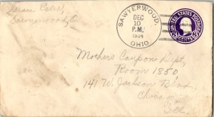 United States Ohio Sawyerwood 1934 4c-bar  1916-1958  Postal Stationery Envel...