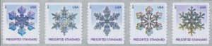 2013 10c Snowflakes, Coil Strip of 5 Scott 4808-4812 Mint F/VF NH