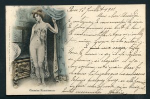 1901 Risque Postcard - Paris, France to Côte-d'Or, France