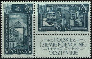 Poland #1005A-1005B Pair + Label MNH - 2.50z Northern Province-Olsztyn (1962)