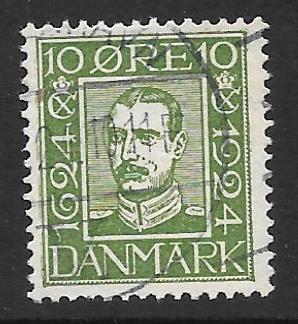 DENMARK #167 VF Used stamp Christian X 2018 CV $7.00