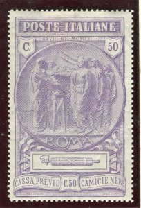 ITALY; 1923 early Black Shirts issue fine Mint hinged 50c. value