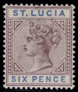 ST. LUCIA QV SG49, 6d dull mauve & blue, LH MINT. Cat £48.