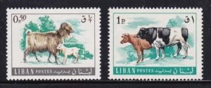 Album Specials Lebanon Scott # 453-454  Goats and Cattle  Mint NH