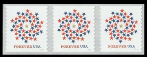 US 5130 Patriotic Spiral F coil strip 3 MNH 2016