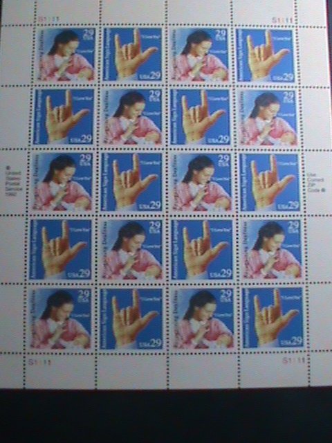 ​UNITED STATES-1993 SC#2783-4-AMERICAN SIGN LANGUAGE-MNH SHEET- VERY FINE