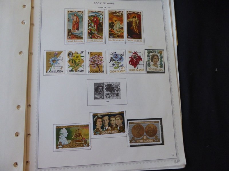 Cook Islands 1969-1971 Mint Stamp Collection on Album Pages 