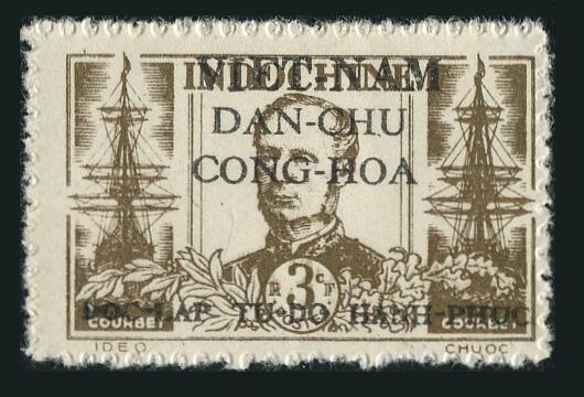 Viet Nam 1L15,MNH.Michel 3. Admiral Andre A.P.Courbet.Ship.Overprinted,1945.