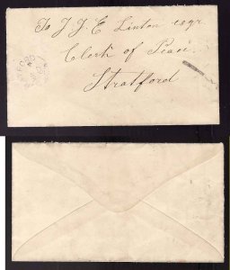 Canada-cover #8681-Stampless-Perth-Stratford,CW-rated 1 [drop letter rate]    