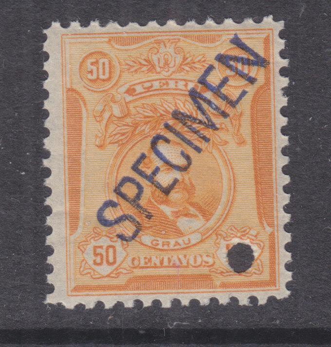 PERU, 1909 Grau, 50c. Yellow, ABN Punched Proof, SPECIMEN in Red, mnh.