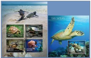 NIGER 2014 2 SHEETS nig14523ab TORTUES TURTLES REPTILES