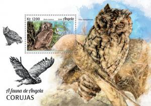 ANGOLA - 2018 - Owls - Perf Souv Sheet - MNH