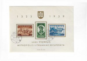 Lithuania Sc #316a souvenir sheet of 3 used VF