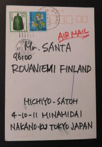 1907 Nakano Tokyo to Rovaniemi Finland Japanese Air Mail Cover Express Santa