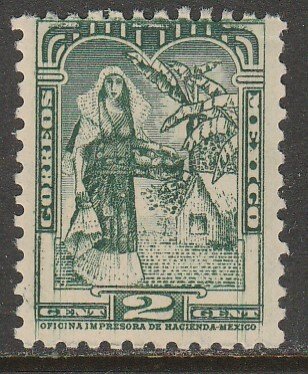 MEXICO 708, 2¢ TEHUANA NATIVE LADY 1934 DEFINITIVE SINGLE, MINT, NH. F.