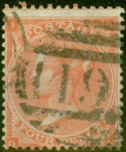 GB 1862 4d Pale Red SG82 Hair Lines Fine Used 