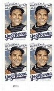 US Scott 5608a MLB Yogi Berra Imperf Plate Block of 4 stamps NDC. MNH 2021