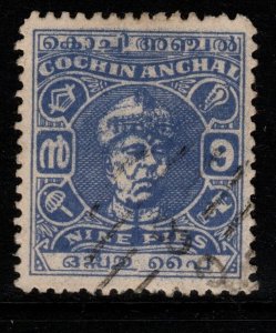 INDIA-COCHIN SG98 1944 9p ULTRAMARINE USED