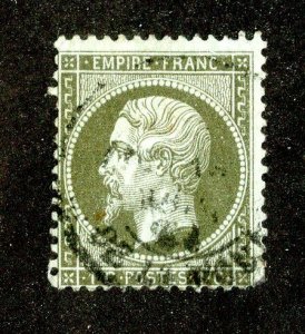 `1862 France Sc # 22 used cv. $30 ( 2459 WX )