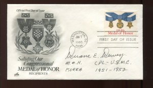 DUANE E DEWEY MARINES MEDAL OF HONOR KOREA WAS SIGNED COVER LV3074