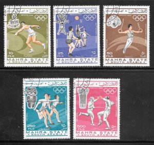 South Arabia Mahra State SET OF 5 MEXICO OLYMPICS 1968 (my3) Collection / Lot