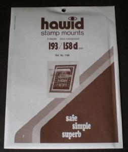 Hawid Stamp Mounts Size 193/158d mm - BLACK (Pack of 8) (193x158 193mm)  PRECUT