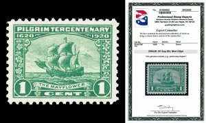 Scott 548 1920 1c Pilgrim Tercentenary Issue Graded XF 95J LH with PSE CERT