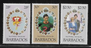 Barbados 547-549 Diana Wedding set MNH c.v. $0.90