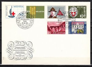 Switzerland, Scott cat. 422-427. Red Cross, Scouts, F.A.O. First day cover. ^