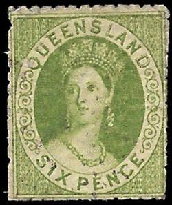 1860 QUEENSLAND SC# 10A USED ng  - CV $ 70 - NICE STAMP