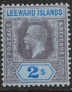 LEEWARD ISLANDS SG55 1922 2/= PURPLE & BLUE ON BLUE MTD MINT