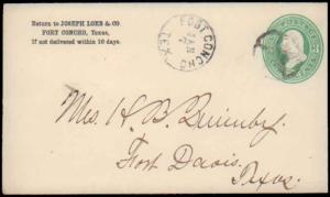 TEXAS TOM GREEN COUNTY (1870's Fort Concho) DPO 1868-1884 #932 Fancy Cancel