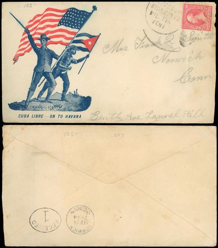 1898 MIL STA PENN, SPANISH-AMERICAN WAR, Officers, Diff. Flags PATRIOTIC - CT