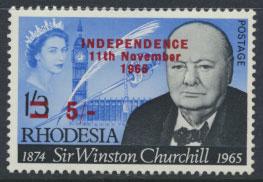 Rhodesia   SG 373 SC# 222  MH  Churchill  OPT Independence see details 