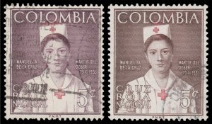 COLOMBIA STAMP 1961 SCOTT # RA59 - RA60. USED. # 1