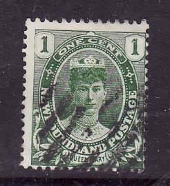 Newfoundland-Sc#104- id9-used 1c Queen Mary-1911-