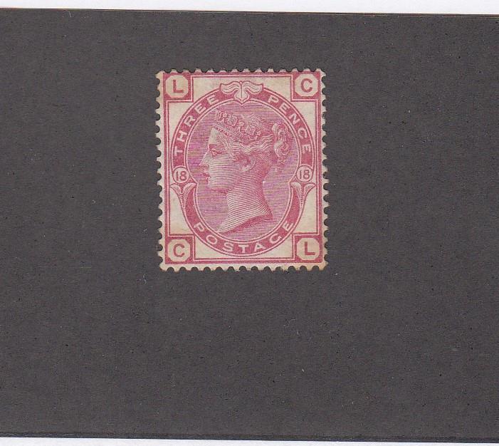 GB SG 144 SC # 81 PLATE 18 Q/VIC 3p ROSE PART OG CAT VALUE $500