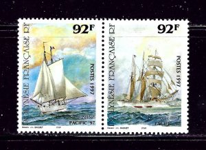 French Polynesia 706a MNH 1997 Sailing ships in a pair