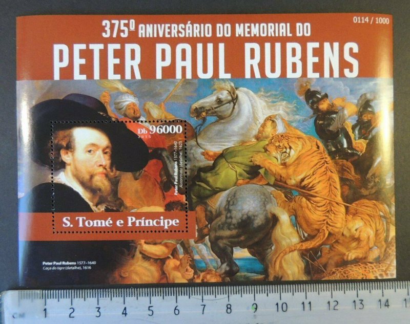 St Thomas 2015 peter paul rubens tigers horses animals art s/sheet mnh 