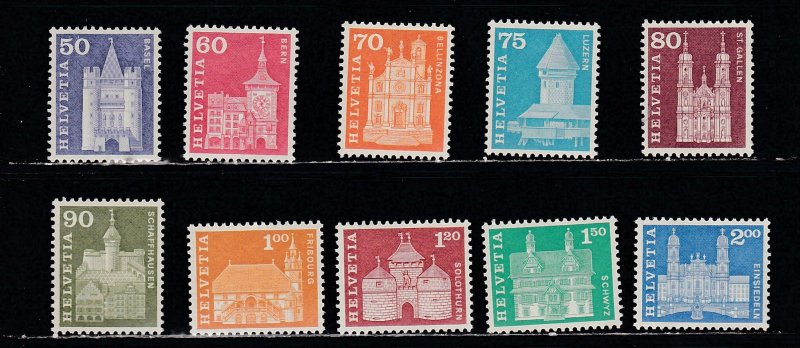 Switzerland # 390/399, Buildings, Mint Hinged, 1/3 Cat.