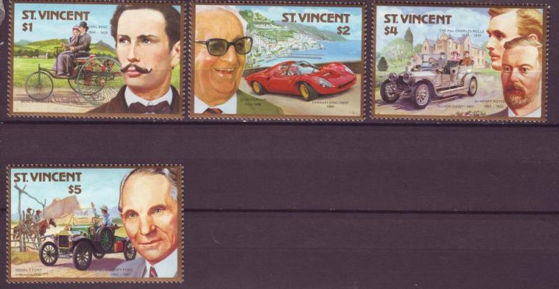 J8566 JL stamps 1987 st vincent mh set4 #1044-7 cars