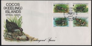 Cocos Islands 1992 FDC Sc 262a-262d Cocos Buff-banded rail WWF