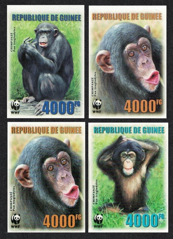 Guinea WWF Chimpanzee 4v Imperf 2006 MNH MI#4222-4225