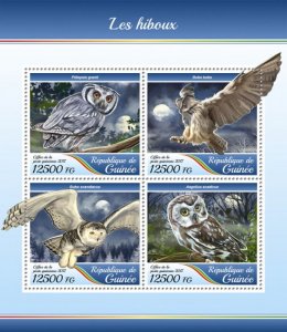 GUINEA - 2017 - Owls - Perf 4v Sheet - Mint Never Hinged