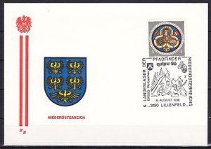 Austria, 1986 issue. 09AUG/86, Scout Campfire Cancel  on Envelope.^