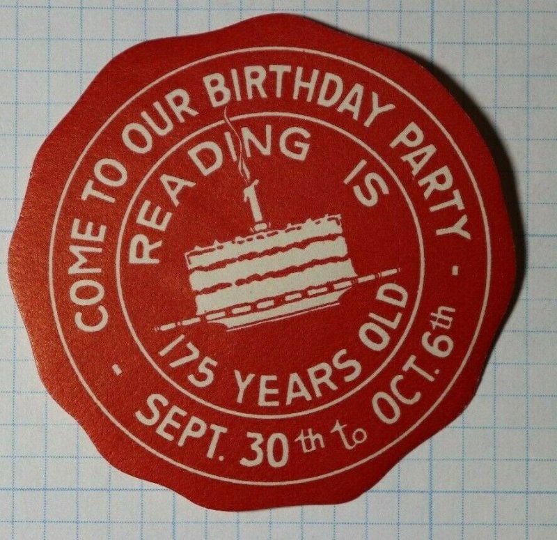Reading Is 75 Yrs Old Birthday Cake State Tourism Ad Poster Stamp