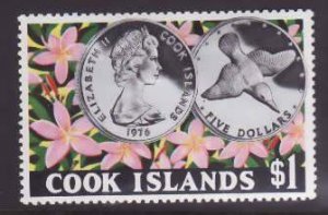 Cook Is.-Sc#464- id10-unused hinge remnant set-Flowers-Birds-Coins-1975-